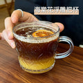 Ins glass cup with handle for home breakfast cup popular embossed water cup good-looking coffee cup souvenir cup
