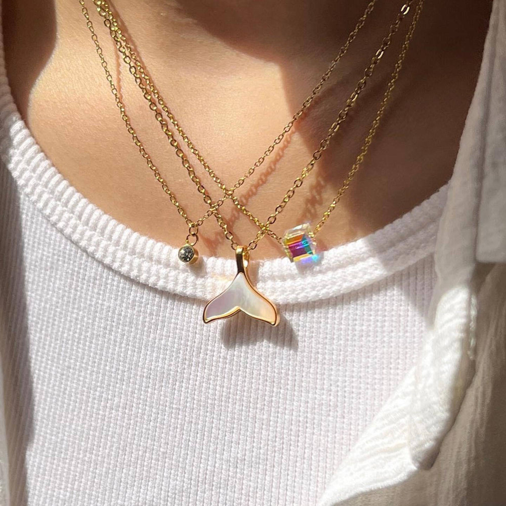 Mermaid necklace wholesale cross-border simple jewelry female niche accessible luxury stacked design sugar cube clavicle chain combination