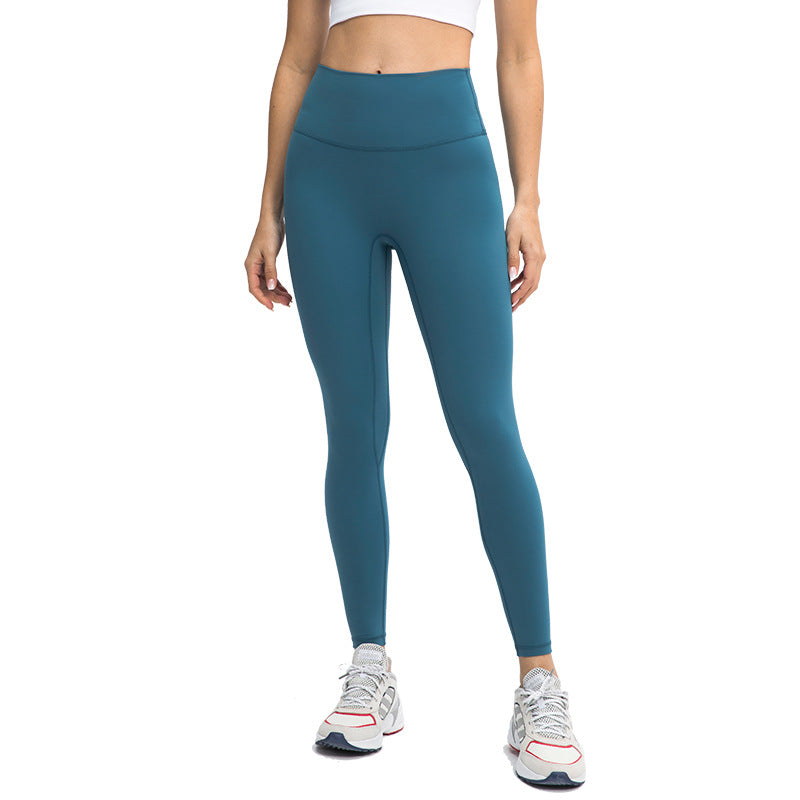 New arrivalfashion t-line invisible yoga pants double-sided brushed tight butt lifting high waist fitness pants for women dl064