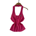 Fashionsense halterbackless single breasted silmslimming lookknitting vest women's outwear western style bottom shirt tops