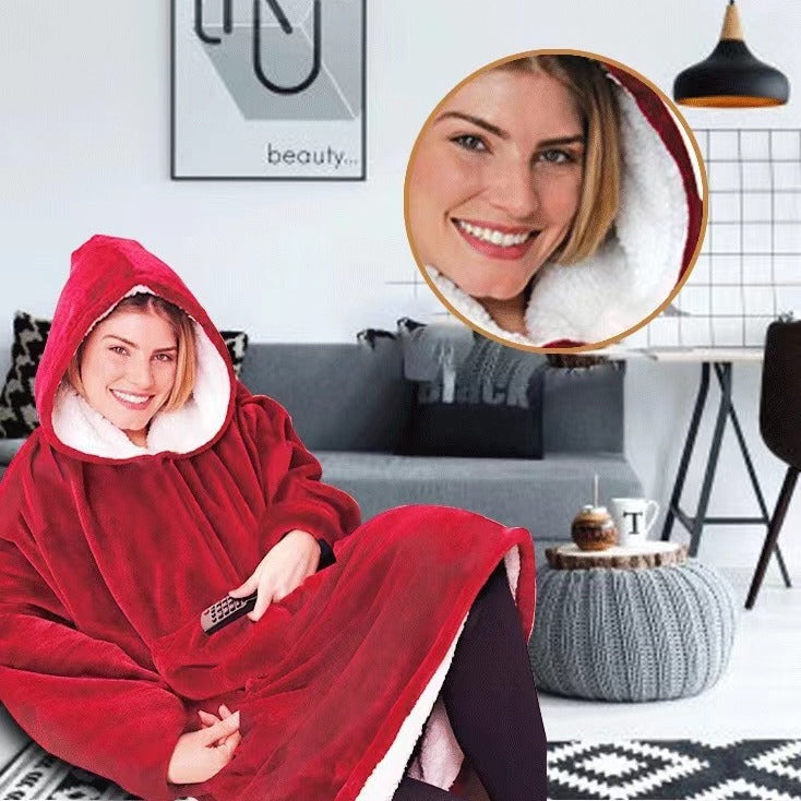 thickened nightgown lazy clothes pullover fleece hooded tv blanket outdoor cold-proof clothes lazy pajamas wholesale