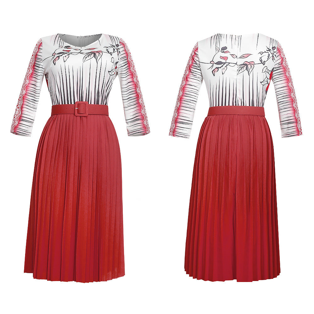 Ebaynew arrival pleated slimming look silmdress african women's clothing plus size medium longpleated skirt with belt