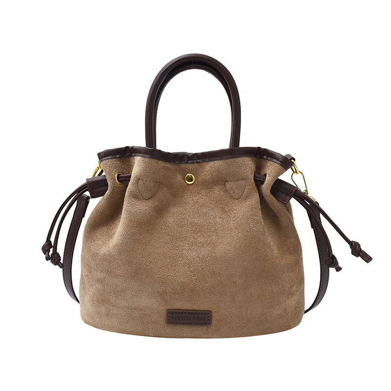 classy sense retro small bag for women 2025 fall and wintercasualaccessible luxury crossbody bag large capacity frosted bucket bag