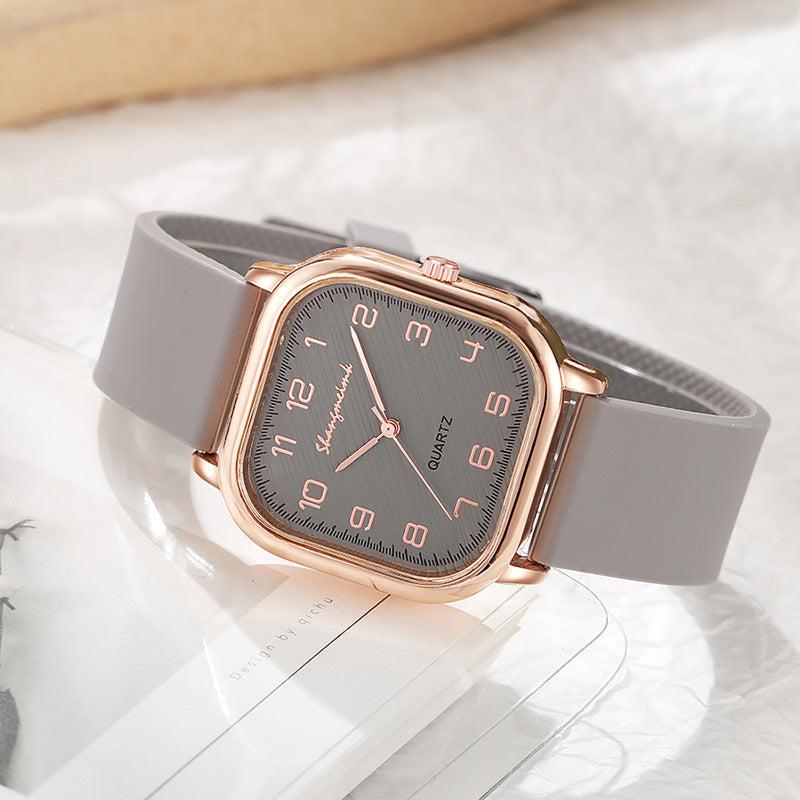 Shangmei square arabic numerals scale silicone strap fashion quartz women's watch factory direct sales wholesale