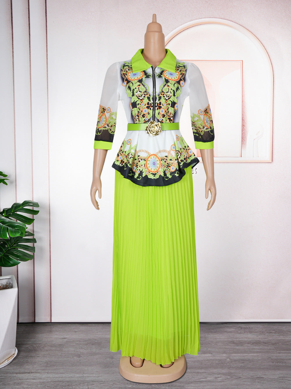 foreign trade fashion  new arrival african  lapel topssuit women's plus size printed dress