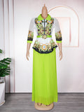 foreign trade fashion  new arrival african  lapel topssuit women's plus size printed dress