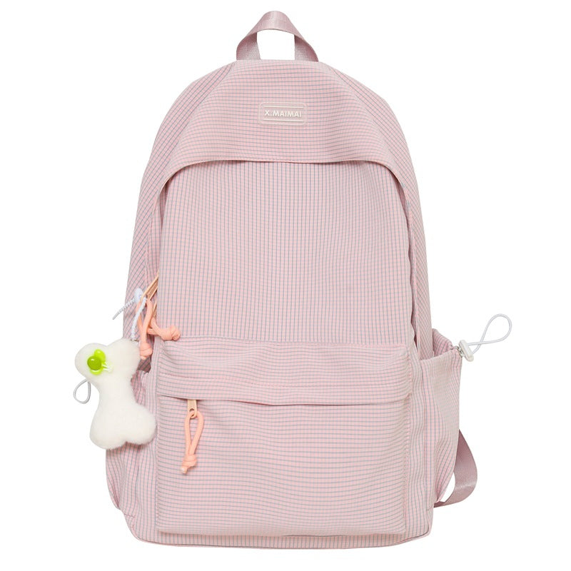 2025 new small fresh plaid backpack - student schoolbag, family matching bag, travel bag, lightweight korean style backpack for girls