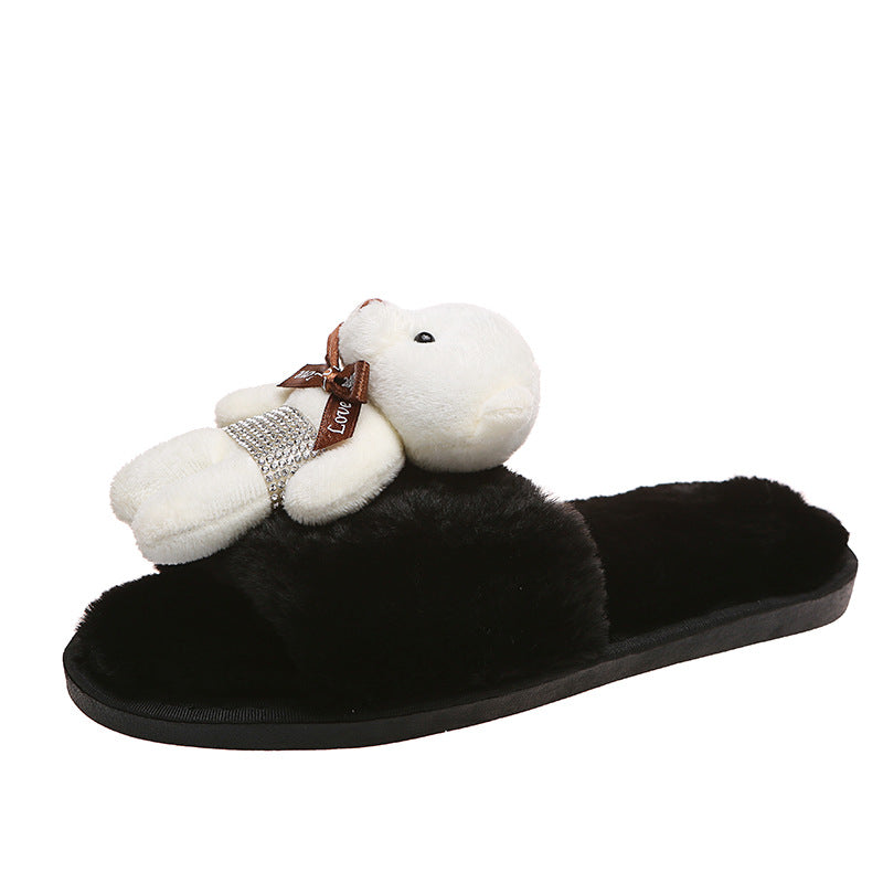 2024new arrival cotton slippers familywinterfor home one word heattech home stuffed slippers cartoon home slippers for women
