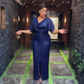 evening gown banquet dress hostess african cross-border fashion sequin plus size women's clothing european and american elegant dress