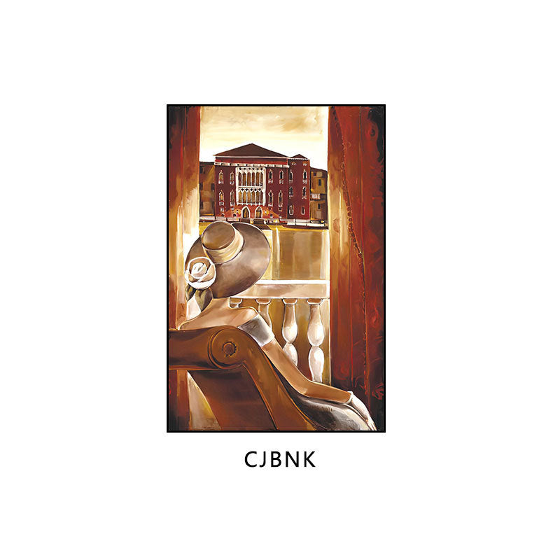 Industrial style bar decorative painting American retro beautiful woman oil painting ktv box hanging painting western restaurant cafe mural