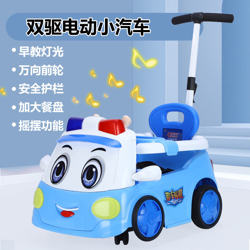 Police Car Alliance Genuine remote control electric vehicle anti-rollover boys and girls can sit and push four-wheeled electric toy car