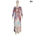 african plus size women's clothing:  &  printed round neck slimming a-line dress