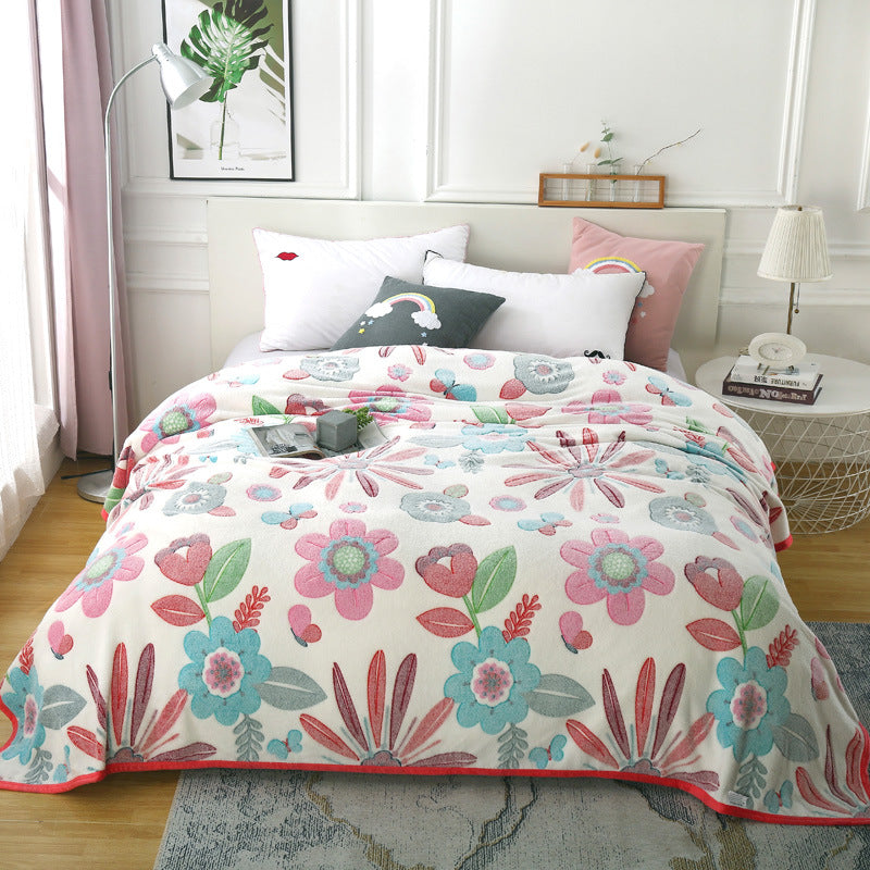 Snowflake fleece blanket Farai fleece sheet person double gift thickened coral fleece autumn and winter sleeping lunch break blanket wholesale