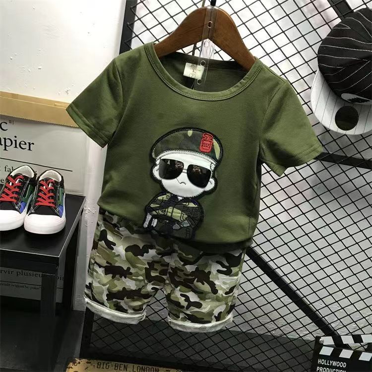 Summer camouflage outfit set  new boys' short-sleeve set for toddlers and young children - direct from the manufacturer, dropshipping available