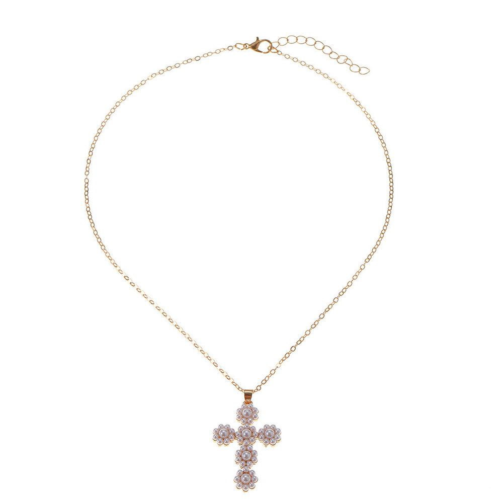 European and american cross-border jewelry: minimalist ins cross pendant necklace, unique and niche design, diamond-studded clavicle chain for women