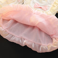 Girls' dress: sweet and stylish round neck floral lace bow patchwork long sleeve princess dress for toddlers and young children