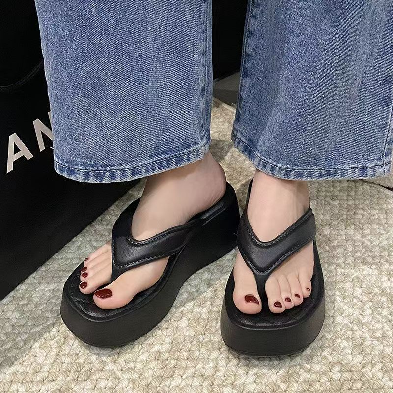 New eva fashion platform flip-flops - stylish, height-boosting, casual, and versatile for beach vacations and everyday wear