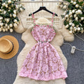 French romantic 3d rose lace cami dress - women's summer sexy slimming a-line dress