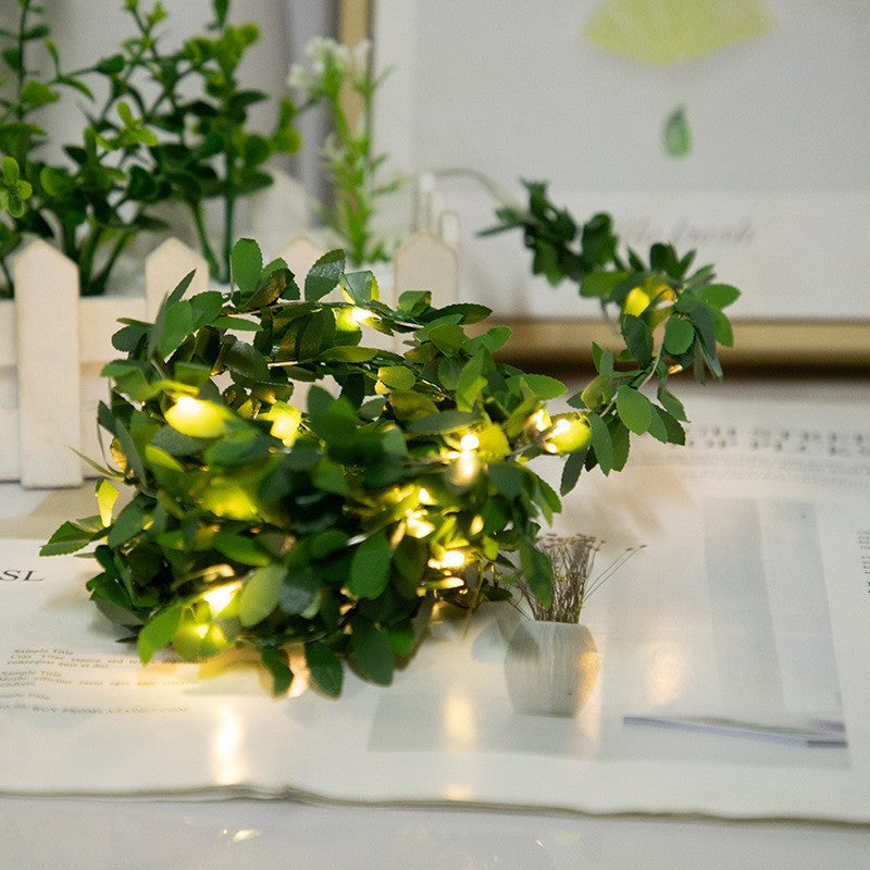 Cross-border new product vine light string led green leaf creeper vine decorative lights flashing solar copper wire lights