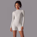 Half-open collar zipper long sleeves jumpsuit fitness sports sexy tight jumpsuit brushed nude comfortable yoga clothes