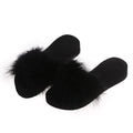 Wholesale processing of turkey feather slippers, women's real fur flip-flops, fur fur sandals, thick-soled sandals, cross-border slippers
