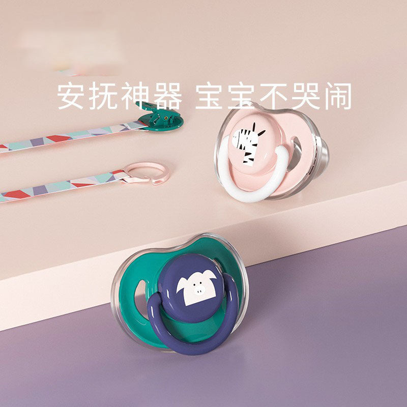 Pacifier soft silicone newborn baby comfort handy gadget sleep type artificial breast milk baby pacifier anti-drop chain