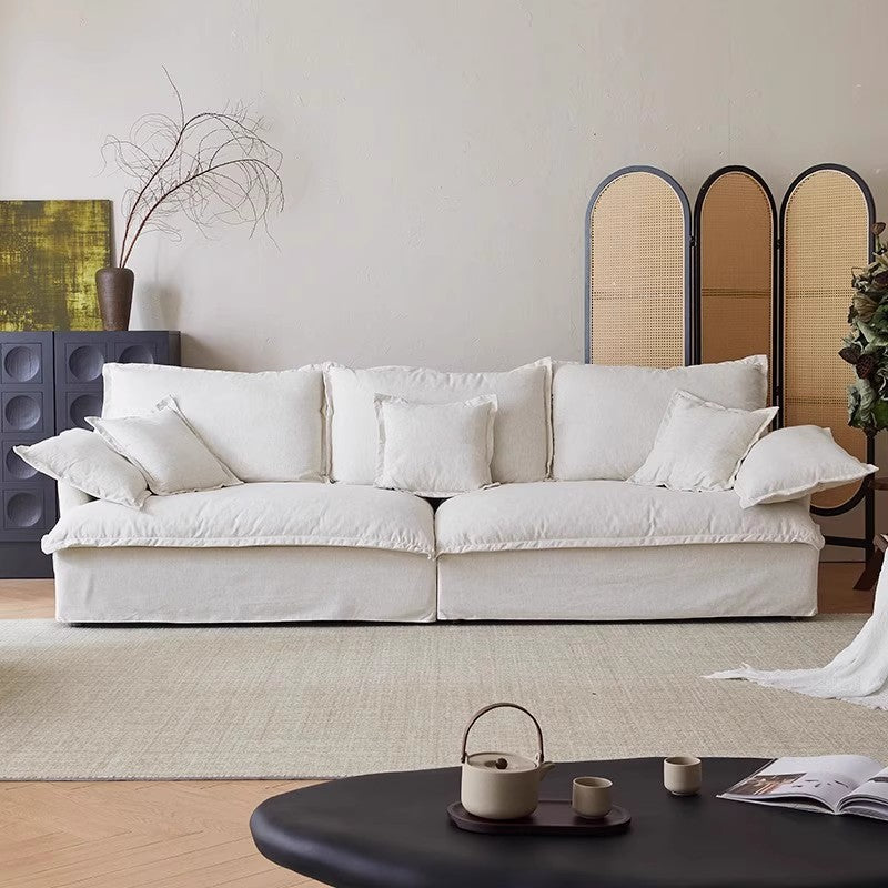 Aki-ike sofa japanese wabi-sabi style medieval living room cloud sofa straight row detachable washable cream style fabric sofa