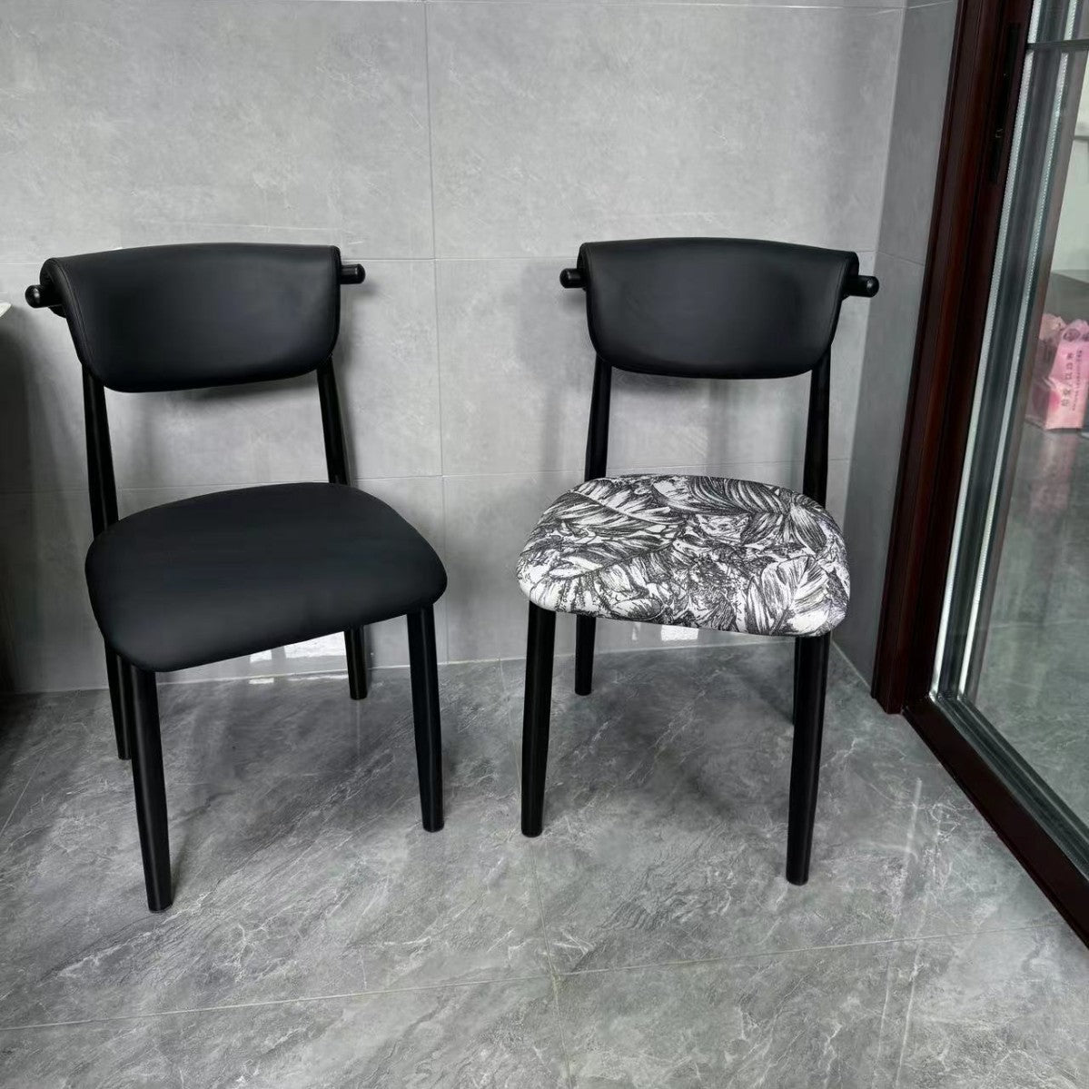 Dining chair Italian light luxury modern simple home back chair book table chair Nordic fabric soft bag designer croissant chair