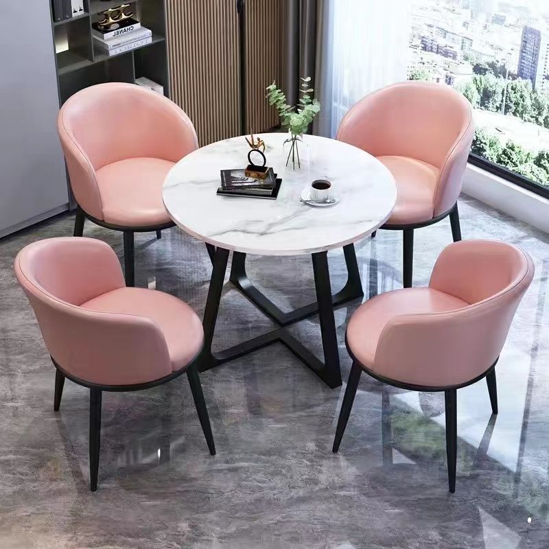 Nordic light luxury negotiation table and chair set, balcony leisure table and chair set, small coffee table, casual reception, modern minimalist small round table