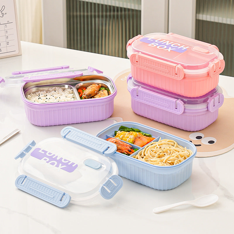 Divided 304 stainless steel insulated lunch box for elementary school students, suitable for office workers, microwaveable single-layer meal container