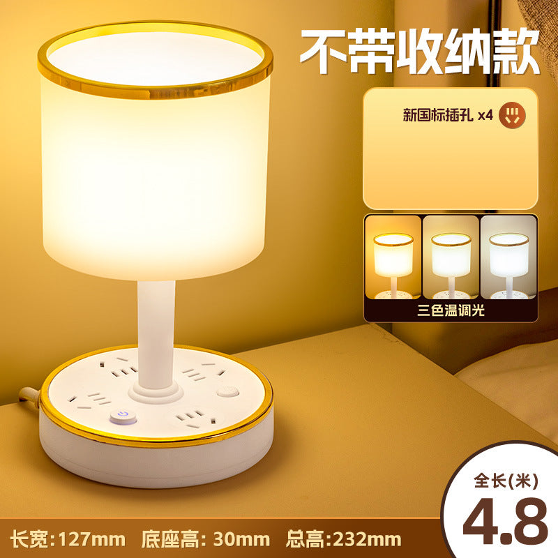 Integrated bedside lamp with cord management, socket, and led - multifunctional desktop plug-in usb light for dorms, bedrooms, and college students