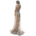 spring new arrivals: european and american style women's elegant party & wedding dresses - round neck, long sleeve, printed, open back lace dress