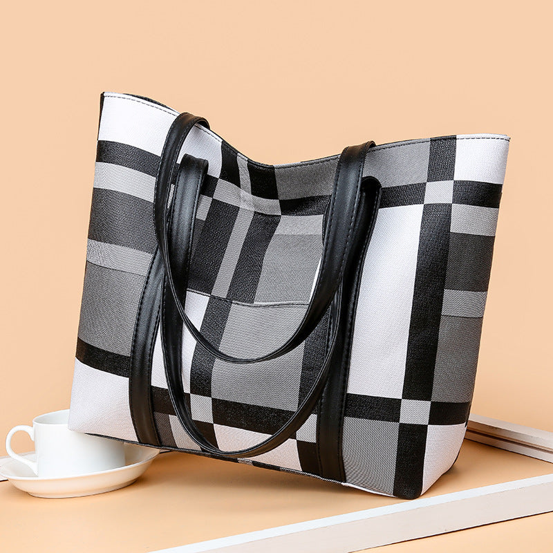 Tote bag women's color block shoulder bag large capacity 2024 new color matching fashion spring/summer ladies' handbag - single item