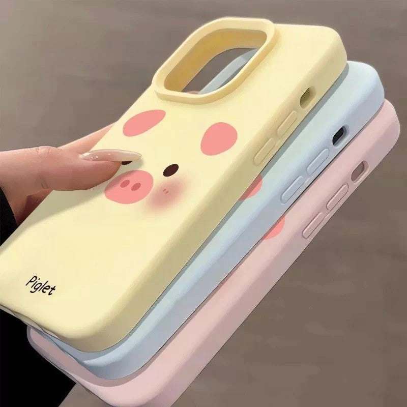 Blush pink piggy print case for apple 17 pro, korean style iphone 16/15 phone cover