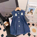 Girls' denim embroidered cartoon tank dress - spring/summer  new collection - wholesale & dropshipping available