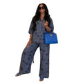 European and american cross-border african women's clothing  summer new fashion printed loose plus size shirt and wide leg pants set