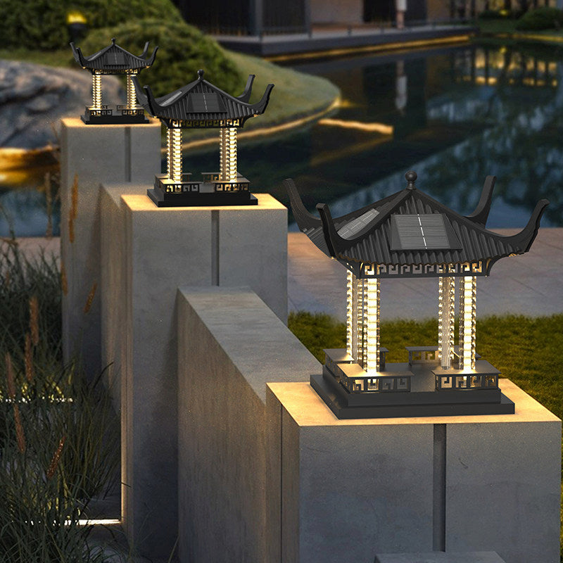 Solar powered post cap lights - outdoor waterproof garden lights for pillars, gates, and fences - villa column lights