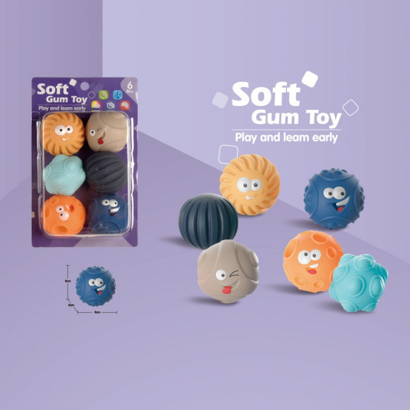 Cross-border  baby texture cartoon early education cognitive soft glue stacking music pinch music children's soft building block toy