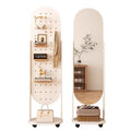 Perforated board dressing mirror rotate full-length mirror movable floor mirror for home clothes hanger all-in-one mirror fitting mirror