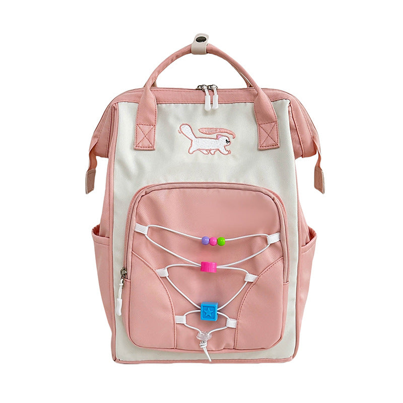 School bag female Korean version college student junior high school student large capacity trend backpack ins Harajuku contrasting color simple backpack