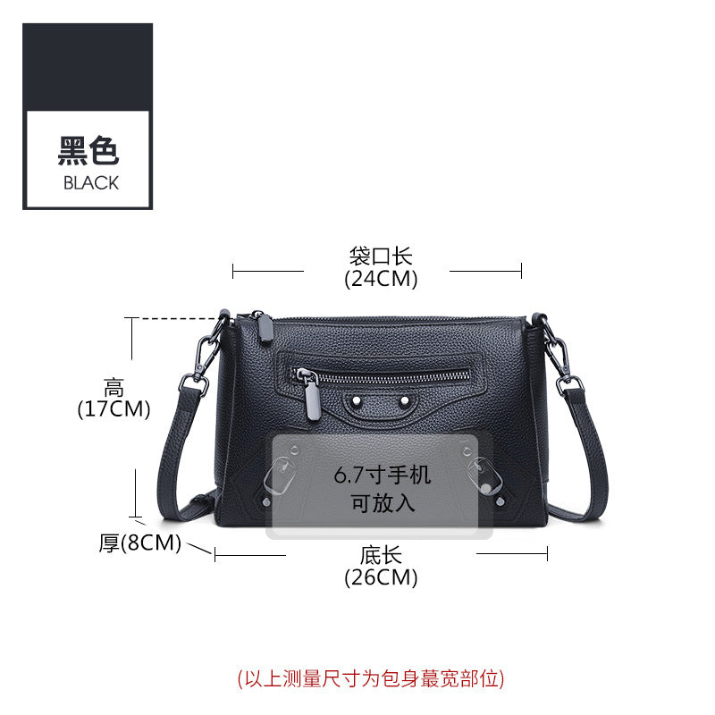 Cross-border popular leather locomotive bag women's 2025 new textured shoulder messenger bag large capacity middle-aged mother bag