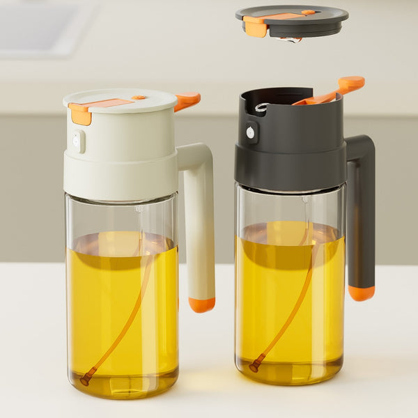 Spray dual-purpose oil spray pot Household leak-proof sealed seasoning bottle Oil tank pot Glass atomizing oil spray bottle does not hang oil