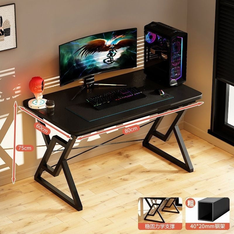 Desk, bedroom, gaming desk, study/writing desk, computer desk with cable management, wide desktop, thickened and reinforced table