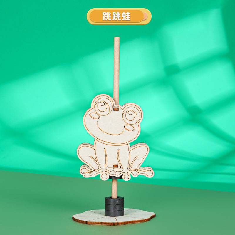Magnetic jumping frog wood technology small production manual DIY splicing steam student invention science experiment material package