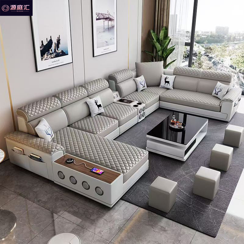 Living room sofa multi-functional no-wash technical cloth latex large and small apartment fabric sofa corner cat scratching leather sofa