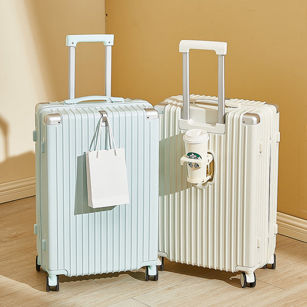 20-Inch high-value easy-to-check trolley case with cup holder, silent universal wheel, college student suitcase