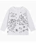 Unique diy fun graffiti hand-painted coloring mermaid design 95% cotton spring/autumn american style girls' long-sleeve t-shirt