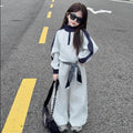 Girls' casual patchwork sweatshirt set -  spring/autumn new style, stylish two-piece activewear outfit for mid-to-large children