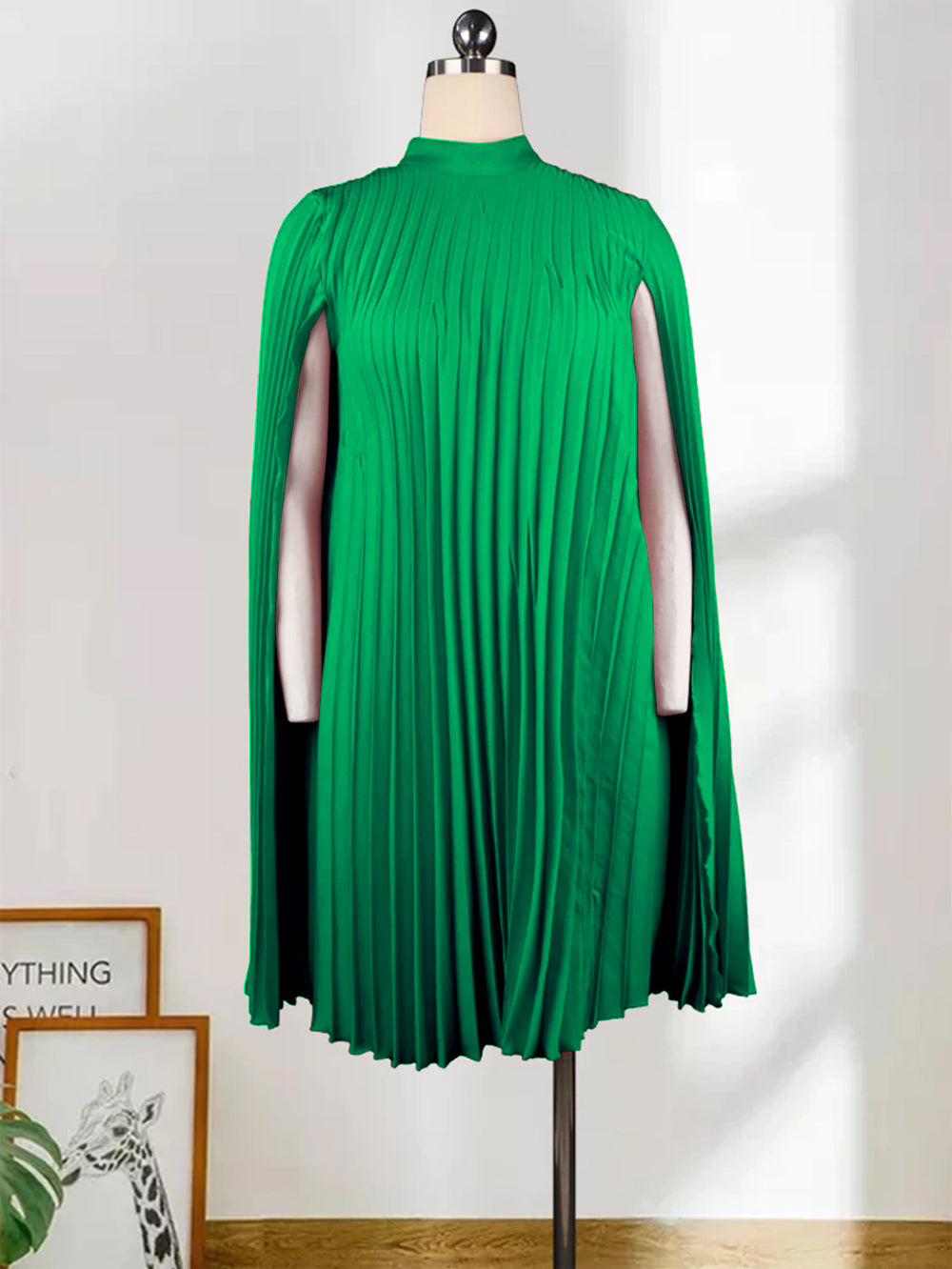 Batwing sleeve plus size loose casual pleated flared skirt sexy mini dress women's dress - direct from the manufacturer