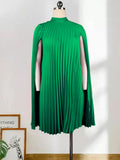 Batwing sleeve plus size loose casual pleated flared skirt sexy mini dress women's dress - direct from the manufacturer
